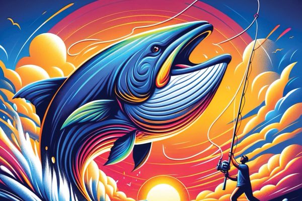 A man on a small boat catching a large fish